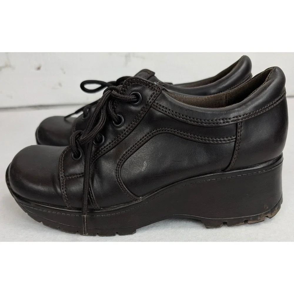 Lower East Side Womens 6.5 Brown Platform Oxford Shoes Y2K Chunky Wedge Lug